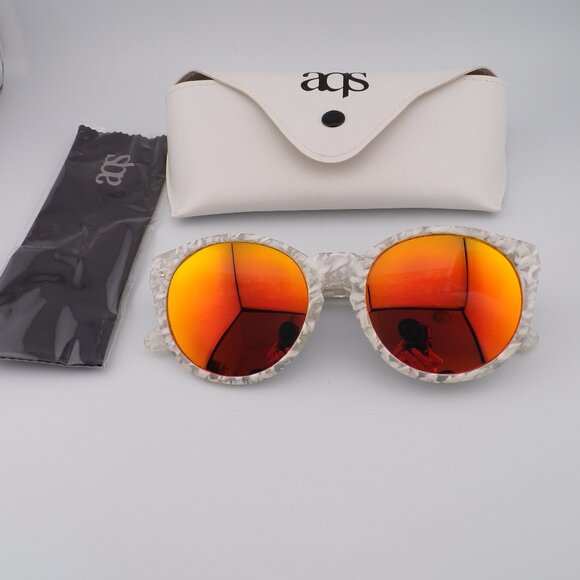AQS Very Rad Orange Mirror Shades, White Transparent Summer NWT 53mm DAISY main image 13